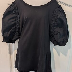 DKNY Black Short Sleeve Puff Top